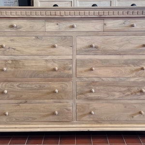 50" Tall Oversize Solid Wood Chest Of 11 Drawers Large Rustic Double Bedroom Clothes Dresser Natural Wood Finish Amazing Amount Of Storage!