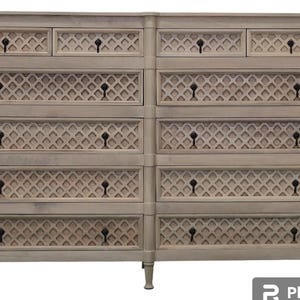 Country Farmhouse Extra Large Rustic Chest Of 12 Drawers Solid Mango Wood Oversized Tall Wide Double Bedroom Highboy Dresser Natural Finish