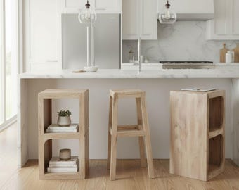 Set Of 3 B A R Novelty Counter Stool 30" Tall Accent Table Driftwood Finish