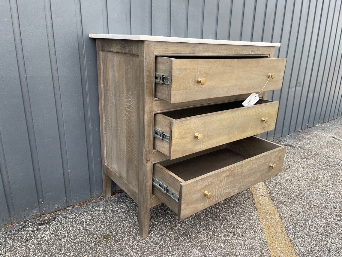 Marble Top Solid Wood Bachelors Chest of Three Drawers Bedroom Etsy