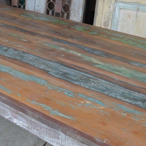 Rustic 6' Reclaimed Wood Distressed White Country Farmhouse Leg 72 Large Rectangle Family Size Kitchen Dining Table Weathered Paint Top image 5