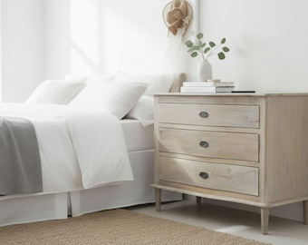 Coastal Sleek Bachelors Chest Of Three Drawers Oversize Rustic Nightstand Bed Side Table Driftwood Finish