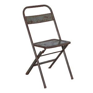 4 Light Weight Vintage Style Rustic Folding Metal Dining Chair Indoor Outdoor Extra Picnic Seating Set Of Four 16WX15DX30H