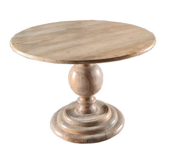 54 Coastal Solid Wood Round Retail Display Pedestal 4 1 2 Dining Table Driftwood Finish Seats 6 Etsy