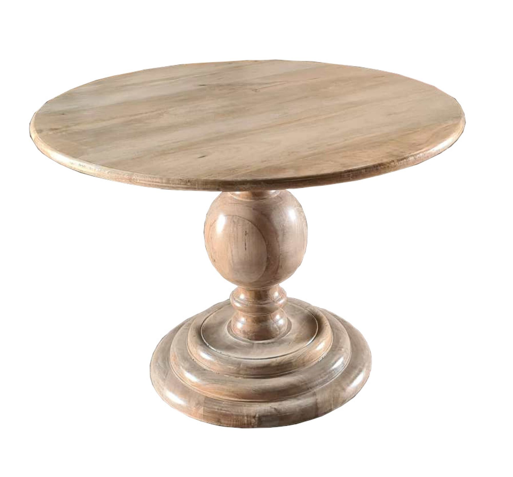 54 Coastal Solid Wood Round Retail Display Pedestal 4 1 2 Dining Table Driftwood Finish Seats 6 Etsy