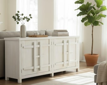 Asian Style Narrow Entryway Hallway Console Solid Wood 4 Door Skinny Buffet Server Bedroom Accent Cabinet