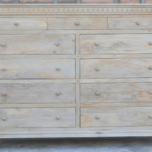 Coastal Sleek Tall Chest Of Eleven Drawers Large Rustic Double Bedroom Dresser Driftwood Finish