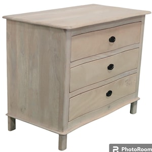 Coastal Sleek Bachelors Chest Of Three Drawers Oversize Rustic Nightstand Bed Side Table Natural Wood Finish