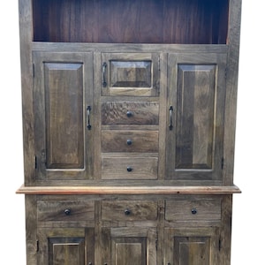 Modern Farmhouse Solid Mango Wood Cupboard Tall Rustic Amish Style Kitchen Pantry Cabinet Natural Wood Stain Finish