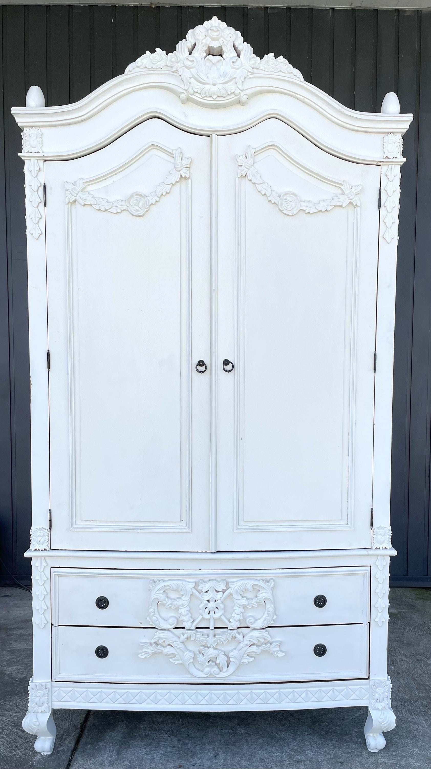 Armario de dormitorio romántico, barroco francés, estilo Vintage, blanco  desgastado, elegante y desgastado, armario grande de madera maciza con  cajones -  México