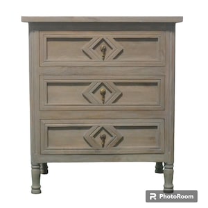 Pair Of Coastal Bed Side Table Chest Of Three 3 Drawers Solid Wood Small Bedroom Dresser Matching Set Of 2 Nightstands Driftwood Finish