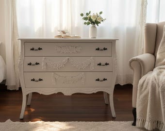 Commode 5 Tiroirs Palazzo INT – Style Scandinave Blanc – Bois – 85x100x40 Cm – Shabby Chic
