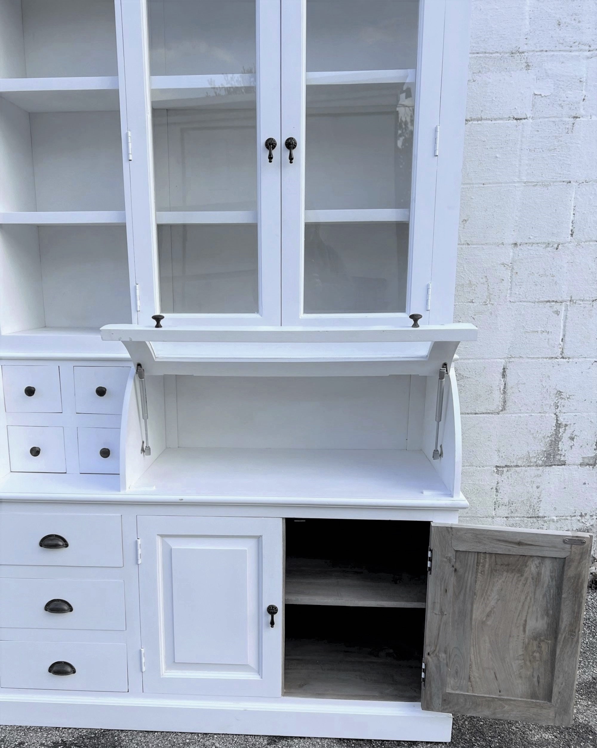 Farmhouse 47” Kitchen Pantry Cabinet, White Freestanding Buffet Cupboa —  Farmhouse Kitchen and Bath