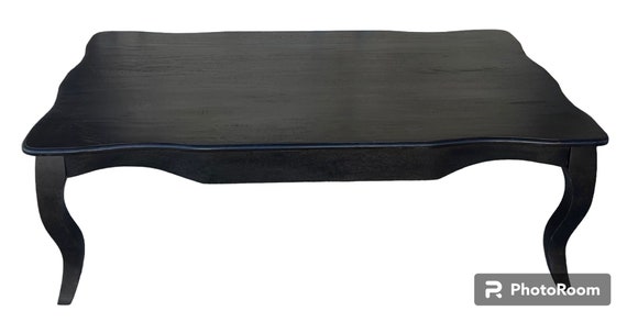 French Provincial Carved Reclaimed Solid Wood Black Rectangle Living Room Cocktail Coffee Table Etsy UK