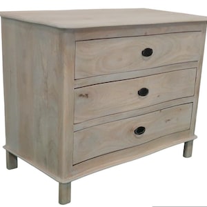 Coastal Sleek Bachelors Chest Of Three Drawers Oversize Rustic Nightstand Bed Side Table Driftwood Finish