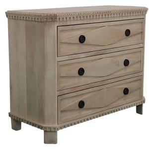 Coastal Beach Marquise Diamond Solid Wood Bachelors Chest Of Three Drawers Dresser Oversize 3 Drawer Nightstand Natural Wood Finish