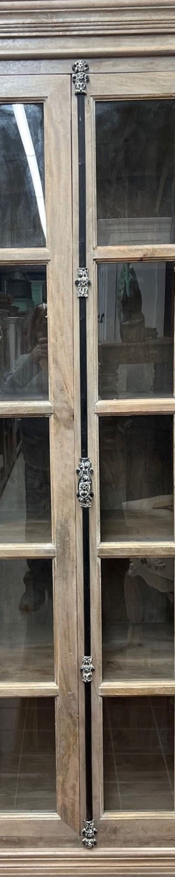 French Country Glass Pane Door Tall Library Vitrine Etsy