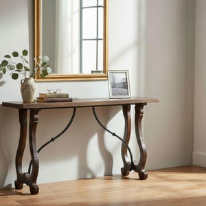 Southwestern Rustic Solid Mango Wood Rectangle Console Table