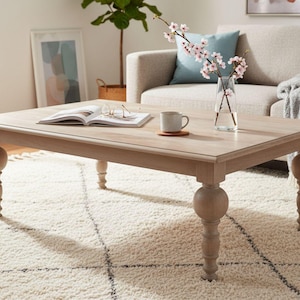 Modern Farmhouse 4' Rectangle Coffee Table Solid Wood Rustic Finish