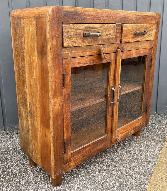 Primitive Country Old Farmhouse OOAK Reclaimed Wood Glass Door