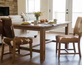 Hair On Hide Leather Dining Chairs (Set of 4) - Southwestern Rustic Style
