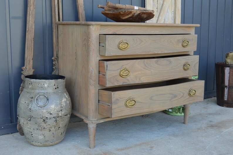 Coastal Driftwood Finish Bachelors Chest of Three Drawers Etsy