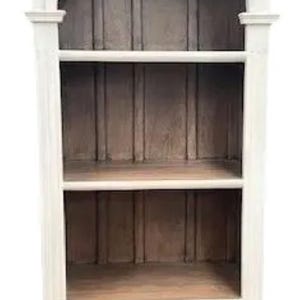 Roosevelt Single Arch White Bookcase Solid Mango Wood Tall Open Book Shelf Cabinet With Bottom Drawer Lightly Distressed Finish