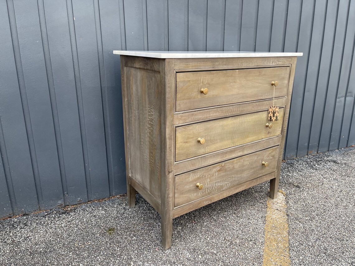 Marble Top Solid Wood Bachelors Chest of Three Drawers Bedroom Etsy