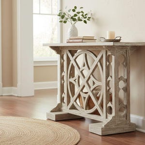 Contemporary Acacia Entryway Hallway Console Table Rustic Weathered Finish