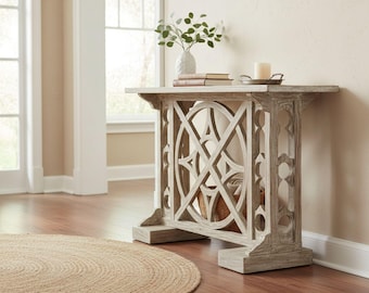 Contemporary Acacia Entryway Hallway Console Table Rustic Weathered Finish