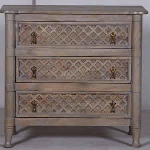 Solid Wood Bachelors Chest Of Three Drawers Rustic Bedroom Dresser Driftwood Finish