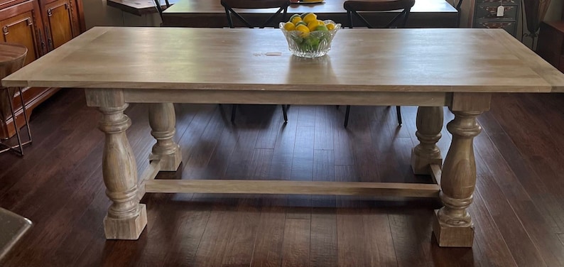 Rustic Farmhouse Large Rectangle Dining Table Solid Wood Trestle Base ...