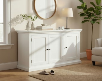 Modern Farmhouse Mid Size 3 Door White Buffet Server