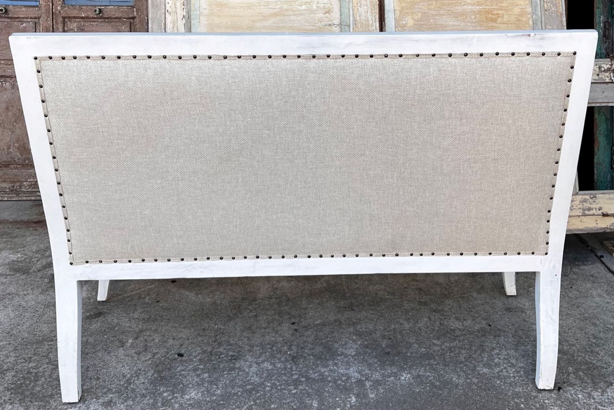 Hand Crafted French Country Settee: Button Tufted Upholstery