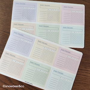 Pastel Habit Tracker Stickers | Mini Habit Trackers | Building Habits | Bullet Journal Accessories Planner | Kawaii Pastel Color