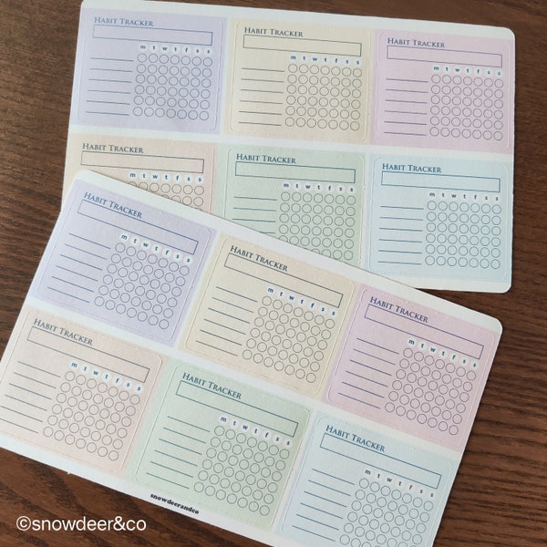 Pastel Habit Tracker Stickers | Mini Habit Trackers | Building Habits | Bullet Journal Accessories Planner | Kawaii Pastel Color