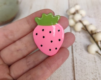 Strawberry Magnet | Strawberry Fridge Magnets | Pink Strawberry Magnets | Fridge Magnets | Fridge Decor