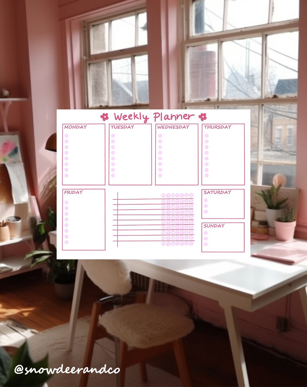 Printable Weekly Planner With Habit Tracker Pink Planner Printable ...
