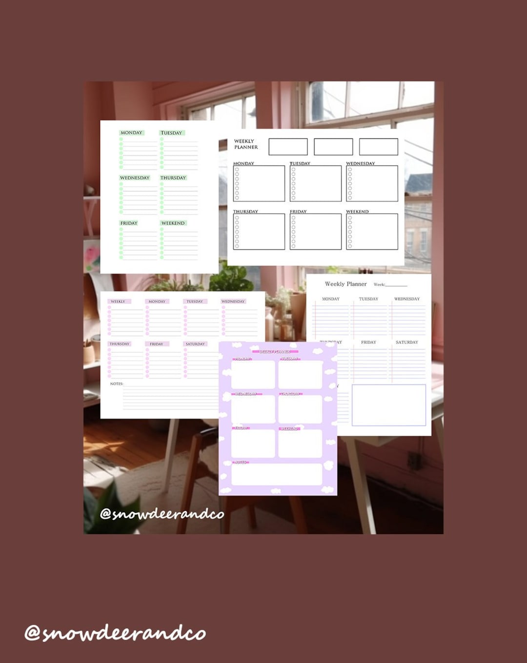 Printable Weekly Planner Letter Size Weekly Planner Instant Download ...