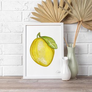 Póster de acuarela de limón - Arte mural para cocina - Frutas