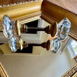 Set di pomelli per porte in cristallo vintage, pomelli per porte antichi, ristrutturazione della porta