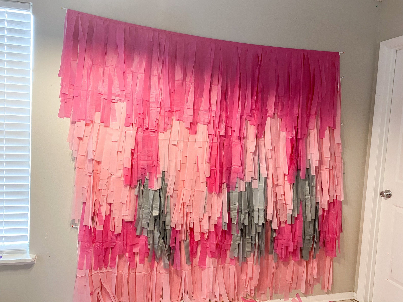 Pink and Silver Backdrop Birthday Banner Tassel Wall Fringe Etsy
