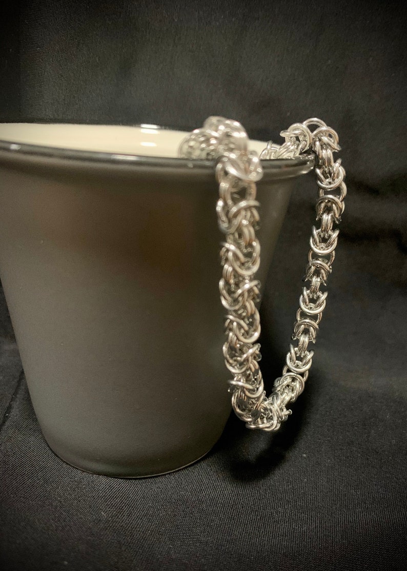 Bright Aluminium Byzantine Chainmail Bracelet
