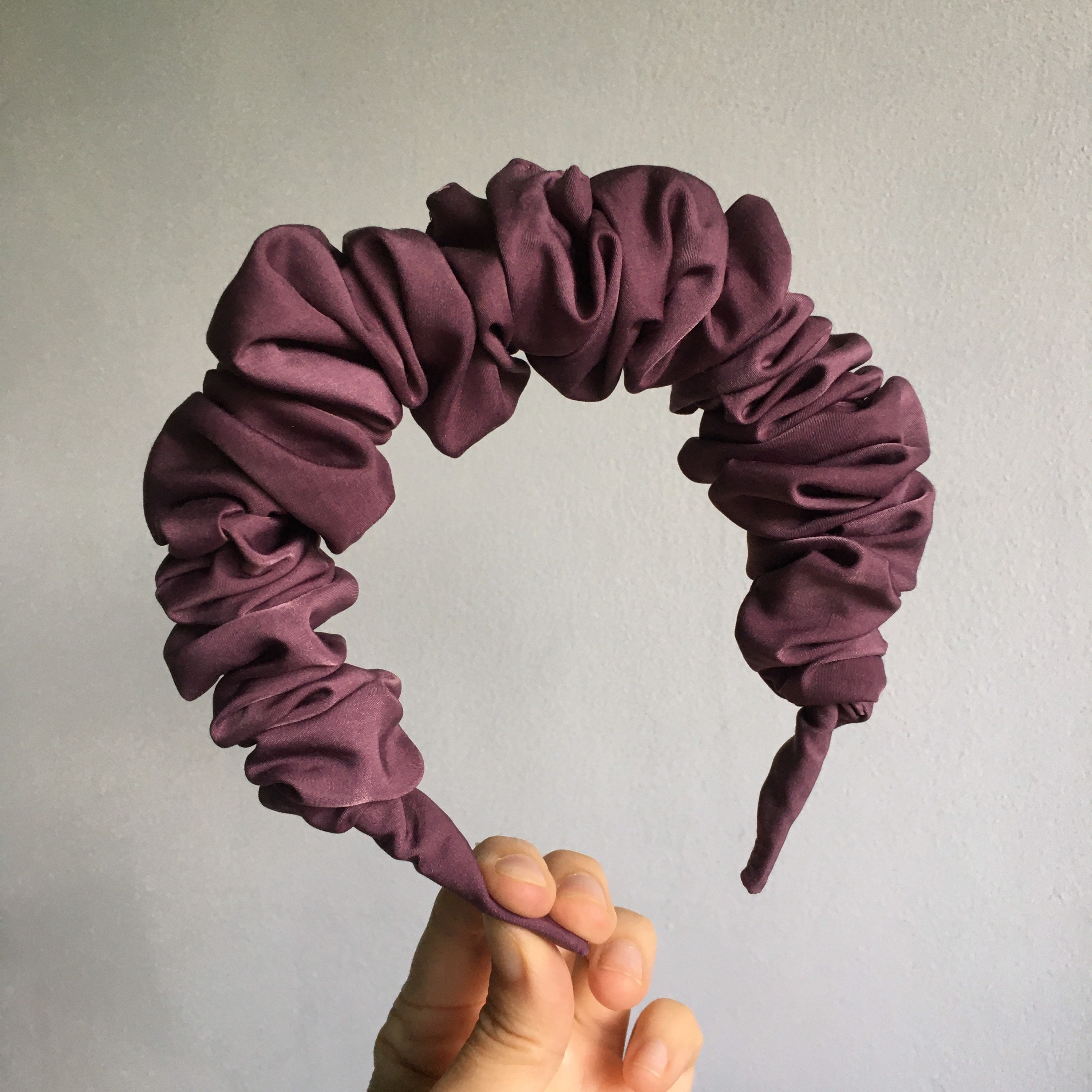 Plum Scrunchie Headband Crown Ruched Ruffle headband Biege | Etsy