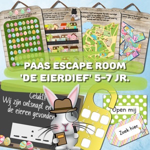 Paas escape room voor kinderen 5-7 jaar, De eierdief, Escape room voor kinderen, Print direct uit afbeelding 1