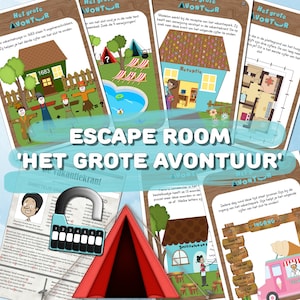 Escape room voor kinderen 7-10 jaar, Het grote avontuur, Escape room voor kinderfeestje, Direct uit te printen escape room afbeelding 1