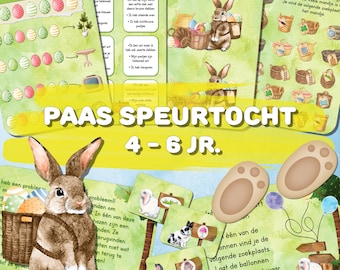 Paas speurtocht voor in en om het huis, voor kinderen van 4-6 jaar, Paas speurtocht voor kinderen, Direct downloaden, printen en spelen!