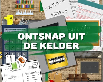 Escape room spel voor kinderen 8-12 jaar. Ontsnap uit de kelder. Escape room bordspel. Print zelf uit. Gebruik voor een verjaardagsfeestje.