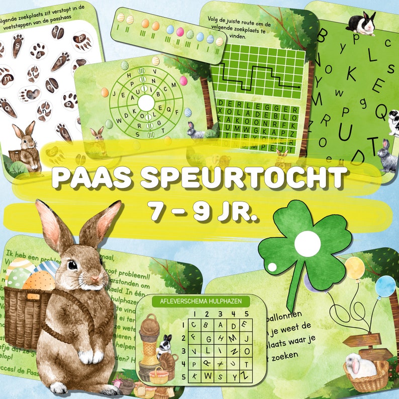 Paas speurtocht voor in en om het huis, voor kinderen van 7-9 jaar, Paas speurtocht voor kinderen, Direct downloaden, printen en spelen afbeelding 1