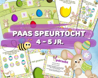 Paas speurtocht voor kinderen van 4-5 jaar, Paas speurtocht voor kinderen, Direct downloaden, printen en spelen!